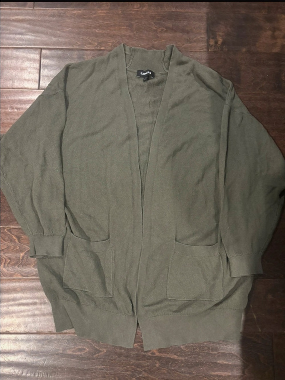 Express Olive Green Open-Front Women's Cardigan